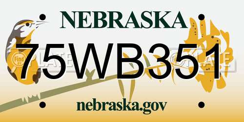 75WB351 Nebraska License Plate