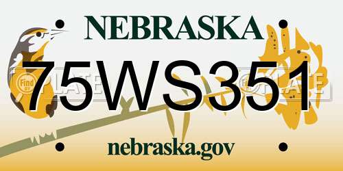 75WS351 Nebraska License Plate