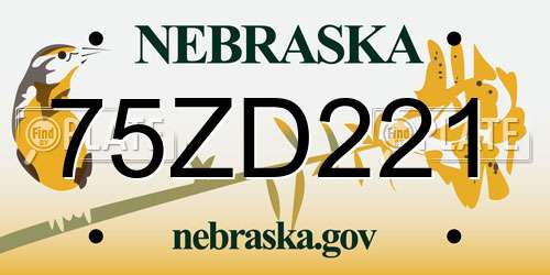 75ZD221 Nebraska License Plate
