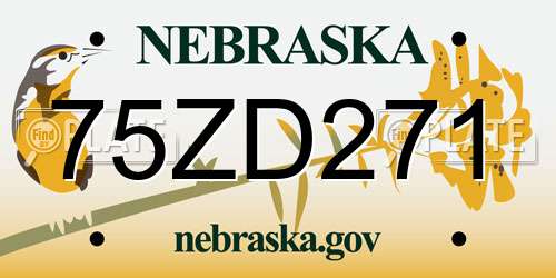 75ZD271 Nebraska License Plate