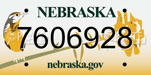 7606928 Nebraska License Plate