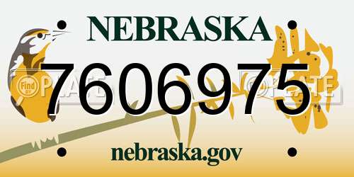 7606975 Nebraska License Plate