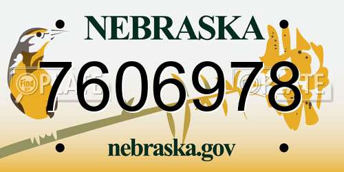 7606978 Nebraska License Plate