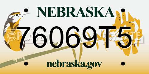 76069T5 Nebraska License Plate