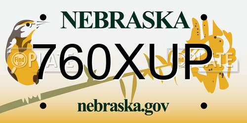 760XUP Nebraska License Plate