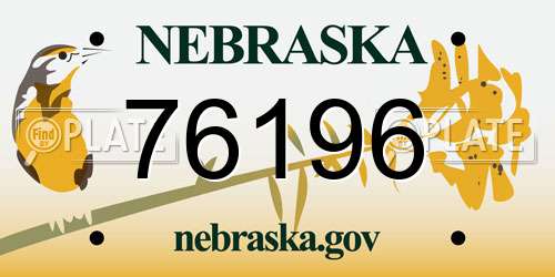 76196 Nebraska License Plate