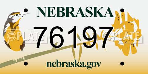 76197 Nebraska License Plate