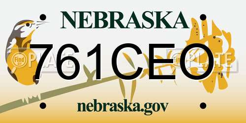 761CEO Nebraska License Plate