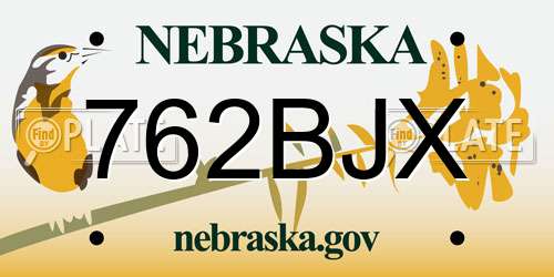 762BJX Nebraska License Plate