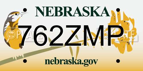 762ZMP Nebraska License Plate
