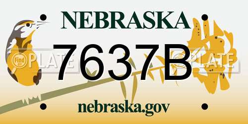 7637B Nebraska License Plate