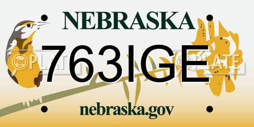 763IGE Nebraska License Plate