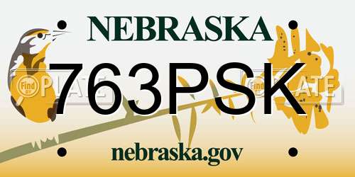 763PSK Nebraska License Plate
