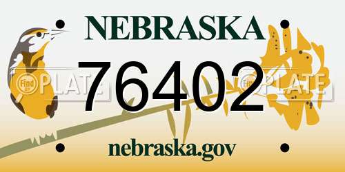 76402 Nebraska License Plate