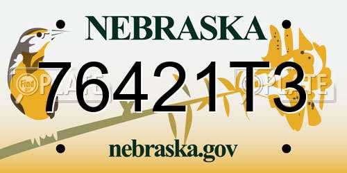76421T3 Nebraska License Plate