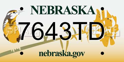 7643TD Nebraska License Plate