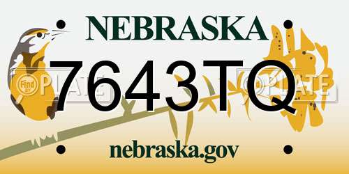 7643TQ Nebraska License Plate