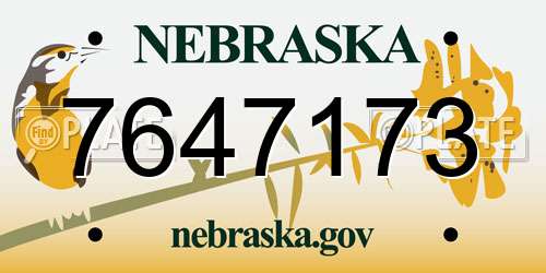 7647173 Nebraska License Plate