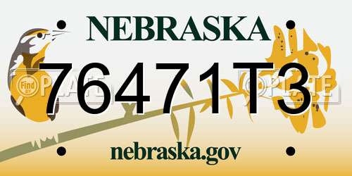 76471T3 Nebraska License Plate