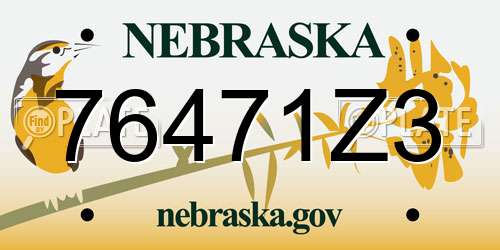 76471Z3 Nebraska License Plate