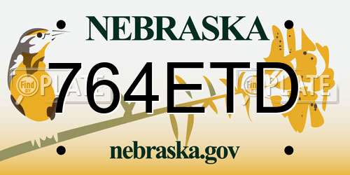 764ETD Nebraska License Plate