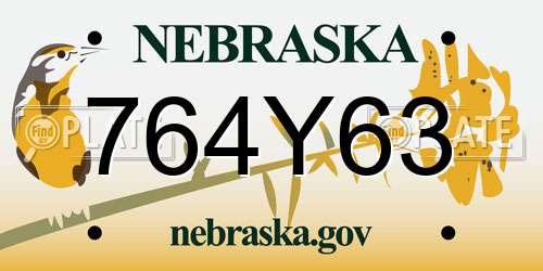 764Y63 Nebraska License Plate