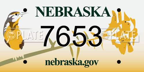 7653 Nebraska License Plate