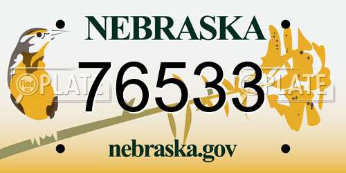 76533 Nebraska License Plate