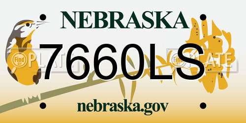 7660LS Nebraska License Plate