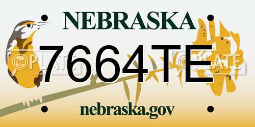 7664TE Nebraska License Plate