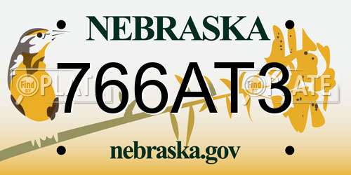766AT3 Nebraska License Plate