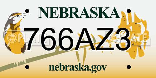 766AZ3 Nebraska License Plate