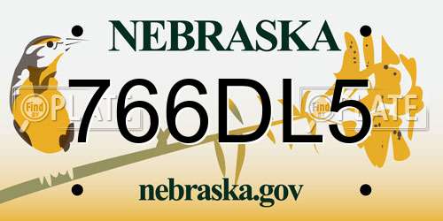 766DL5 Nebraska License Plate