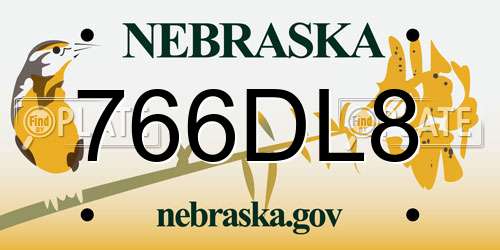 766DL8 Nebraska License Plate