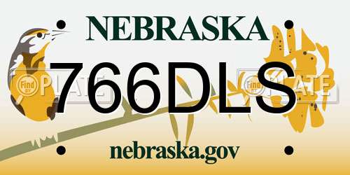 766DLS Nebraska License Plate