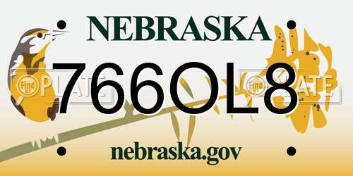 766OL8 Nebraska License Plate
