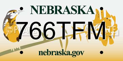 766TFM Nebraska License Plate