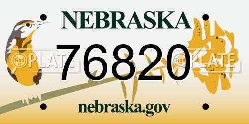 76820 Nebraska License Plate