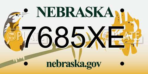 7685XE Nebraska License Plate