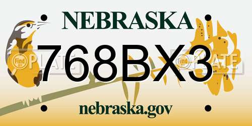 768BX3 Nebraska License Plate