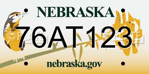 76AT123 Nebraska License Plate