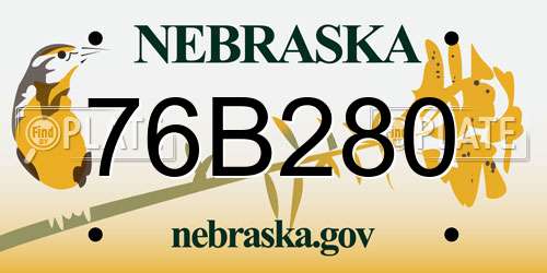 76B280 Nebraska License Plate