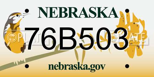 76B503 Nebraska License Plate