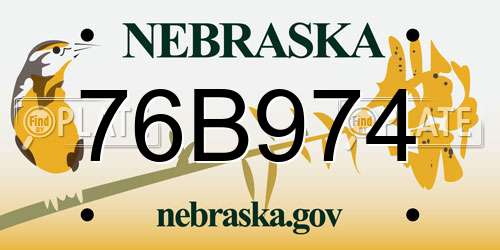 76B974 Nebraska License Plate