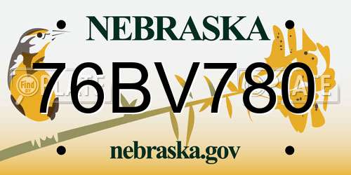 76BV780 Nebraska License Plate