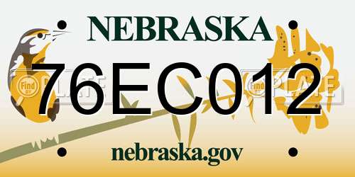 76EC012 Nebraska License Plate