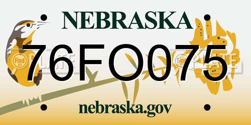 76FO075 Nebraska License Plate