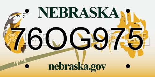 76OG975 Nebraska License Plate