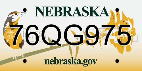 76QG975 Nebraska License Plate