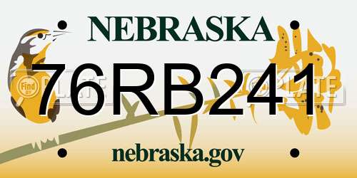 76RB241 Nebraska License Plate